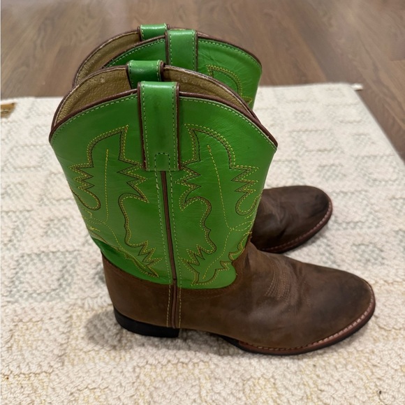 Justin Boots women’s Vibrant Green and Rich Brown Western Boots size 7 (5) - Picture 7 of 11